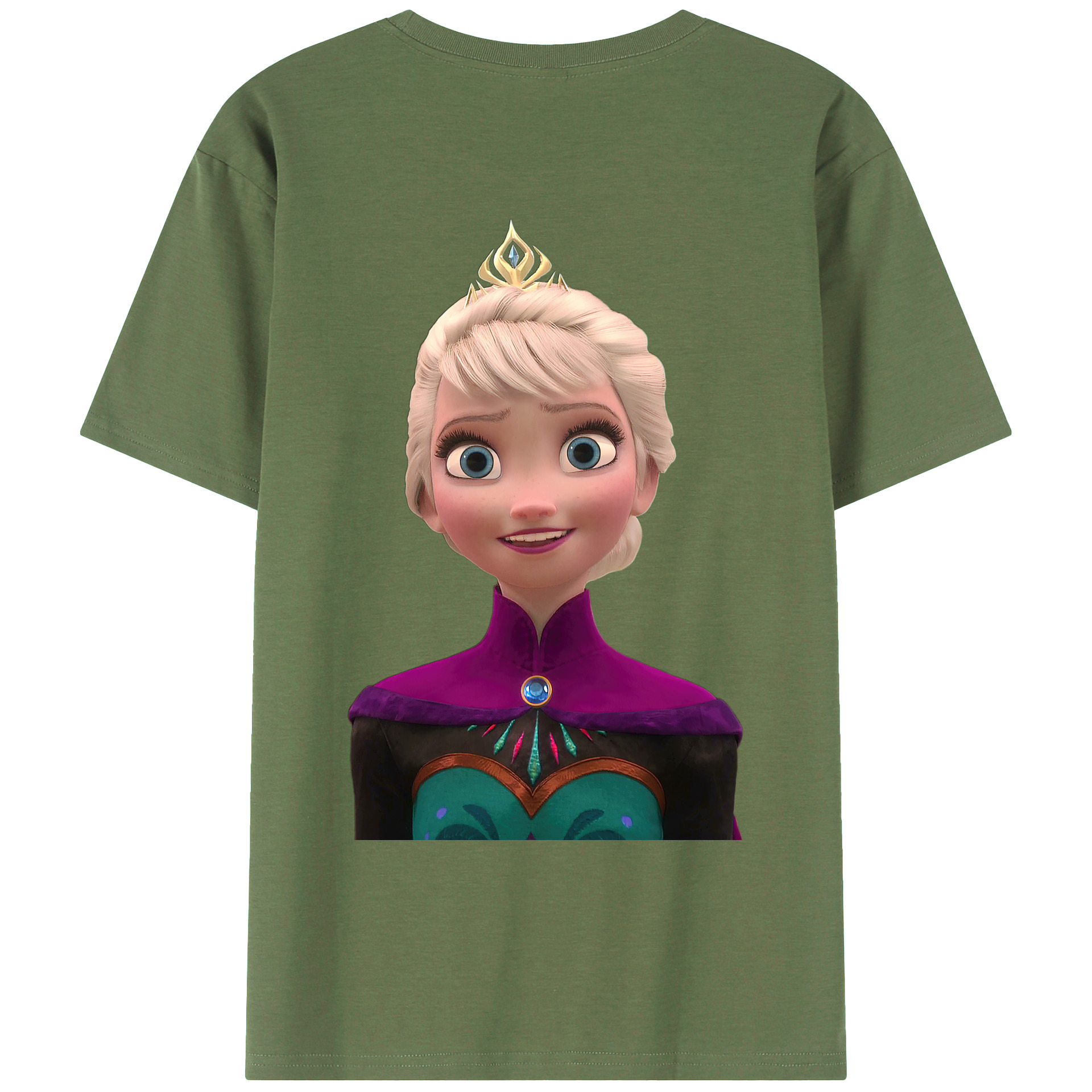 （画像用） アナと雪の女王 アンナ エルサ Frozen Anna Elsa 綿100％ メンズ半袖Tシャツ（バックプリント） 通気性